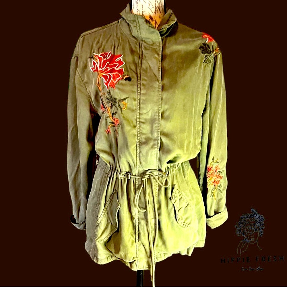 Embroidered Army Green Utility Jacket Size S